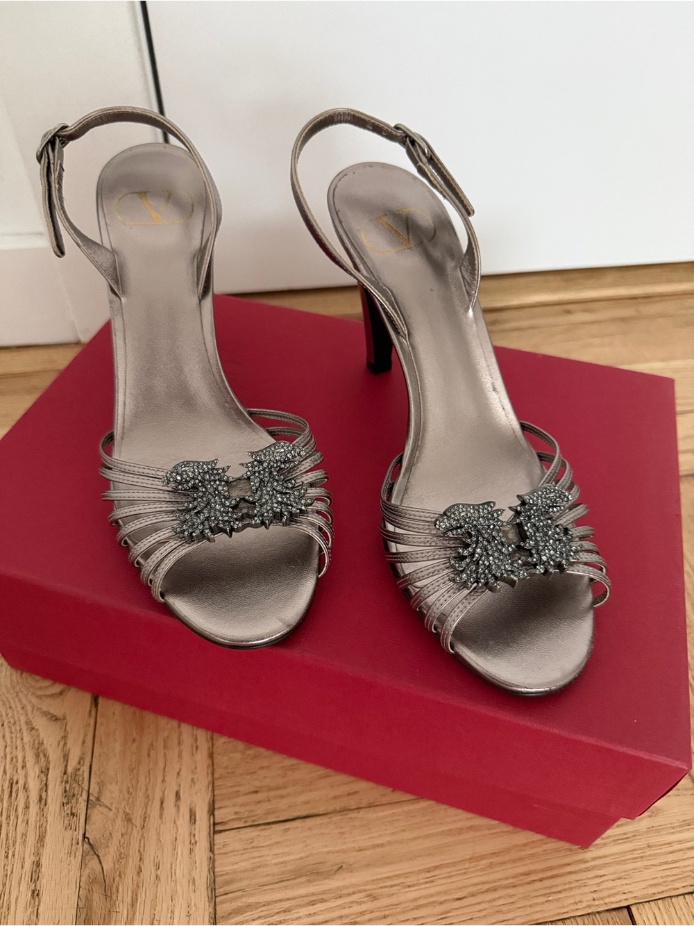 Valentino Silver Slingback Heels